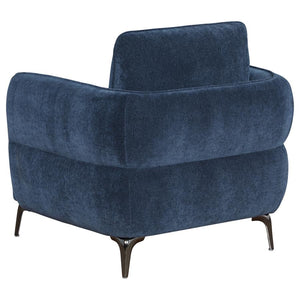 Lively Chenille Upholstered Modern Track Arm Chair - Blue