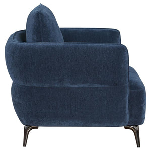 Lively Chenille Upholstered Modern Track Arm Chair - Blue