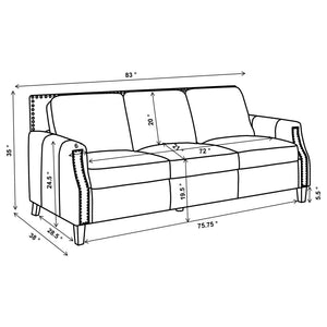 Leaton Upholstered Recessed Arm Sofa - Brown Sugar