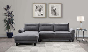 Caspian Upholstered Curved Arm Chaise Sectional Sofa - Grey