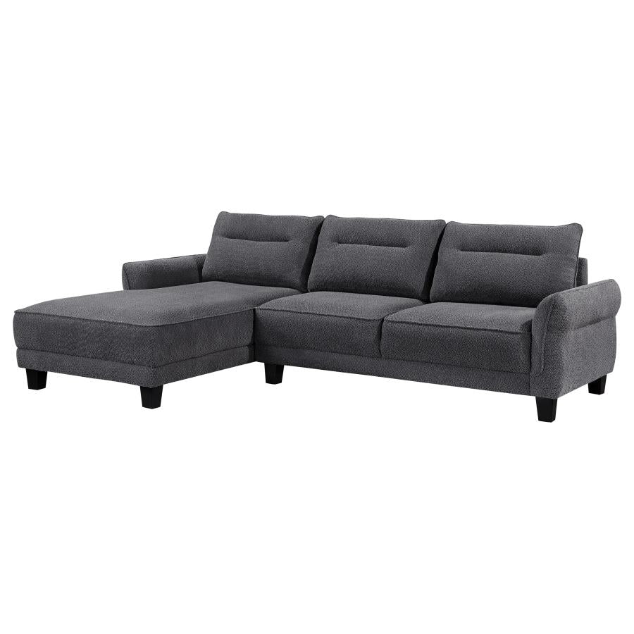 Caspian Upholstered Curved Arm Chaise Sectional Sofa - Grey