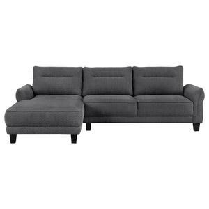 Caspian Upholstered Curved Arm Chaise Sectional Sofa - Grey