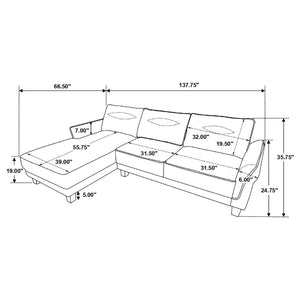 Caspian Upholstered Curved Arm Chaise Sectional Sofa - Grey