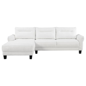 Caspian Upholstered Curved Arm Chaise Sectional Sofa - White