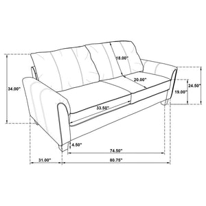 Davis Upholstered Rolled Arm Sofa - Grey