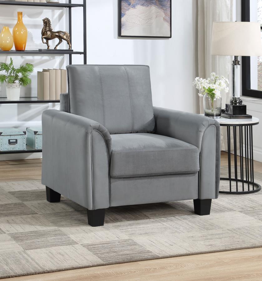 Davis Upholstered Rolled Arm Accent Chair - Grey