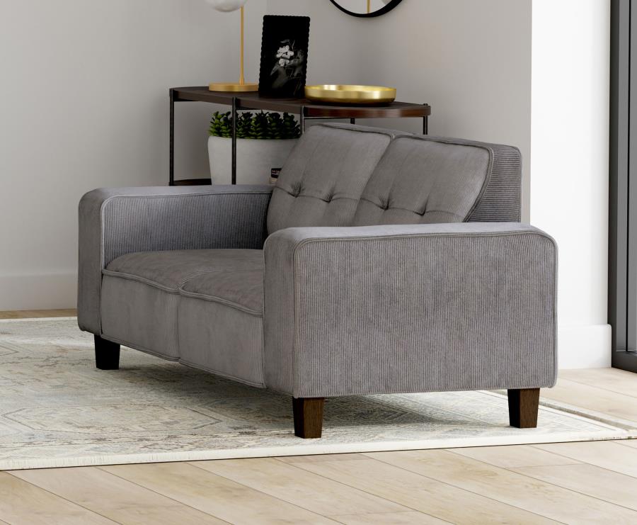 Deerhurst Upholstered Track Arm Tufted Loveseat - Charcoal