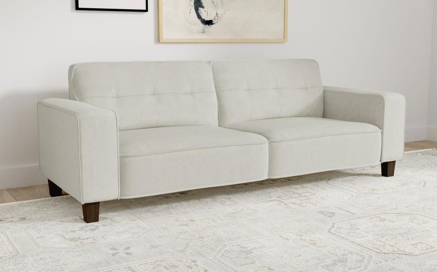 Deerhurst Upholstered Track Arm Tufted Sofa - Greige