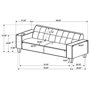 Deerhurst Upholstered Track Arm Tufted Sofa - Greige