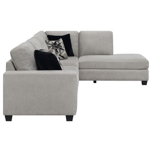 Whitson Upholstered Track Arm Sectional Chaise Sofa - Stone