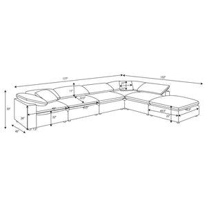 Raleigh 6-piece Boucle Upholstered Modular Sectional - Ivory