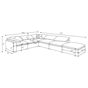 Raleigh 6-piece Boucle Upholstered Modular Sectional - Ivory