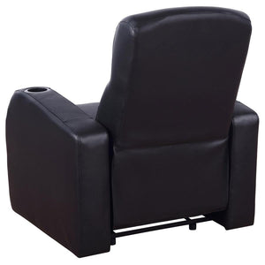 Cyrus Upholstered Track Arm Recliner - Black