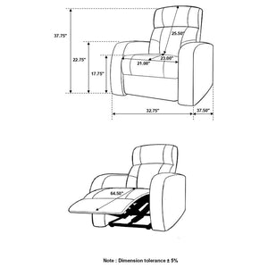 Cyrus Upholstered Track Arm Recliner - Black