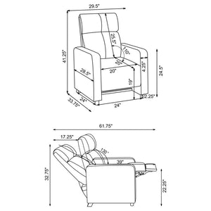 Toohey Upholstered Home Theater Push Back Recliner - Black