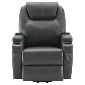 Sanger Upholstered Power Lift Massage Recliner - Charcoal Grey