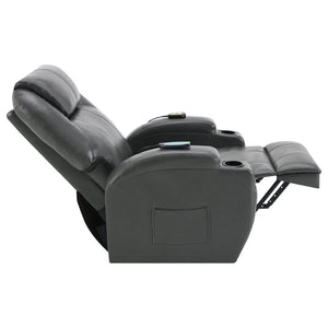 Sanger Upholstered Power Lift Massage Recliner - Charcoal Grey