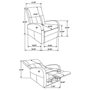 Grant Upholstered Power Recliner Chair - Grey