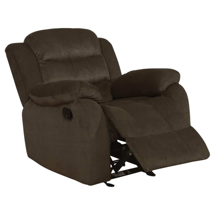 Rodman Upholstered Padded Arm Glider Recliner - Olive Brown