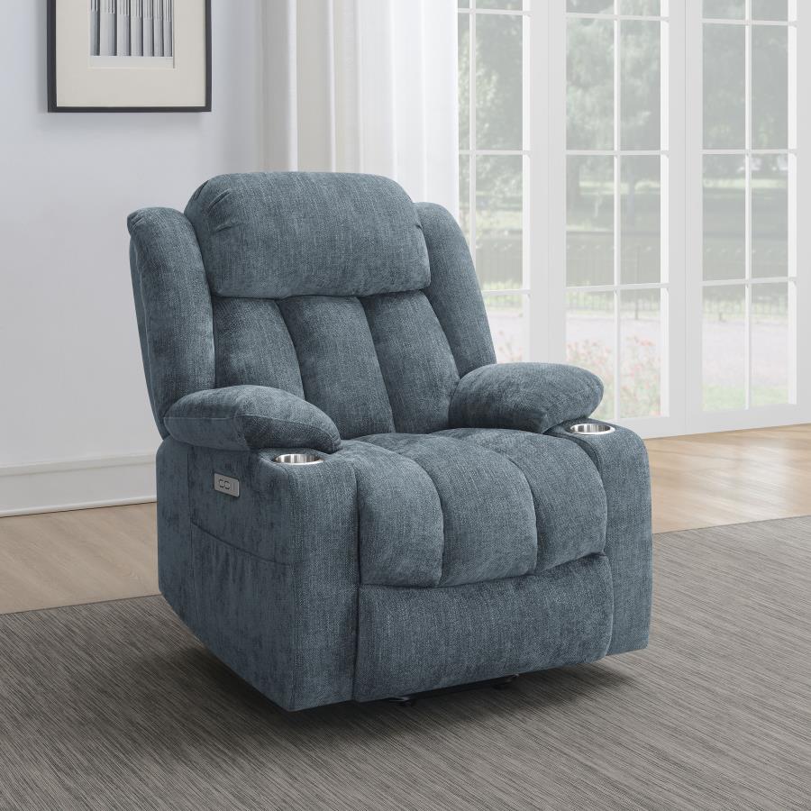 Houston Upholstered Power Lift Recliner - Slate Blue