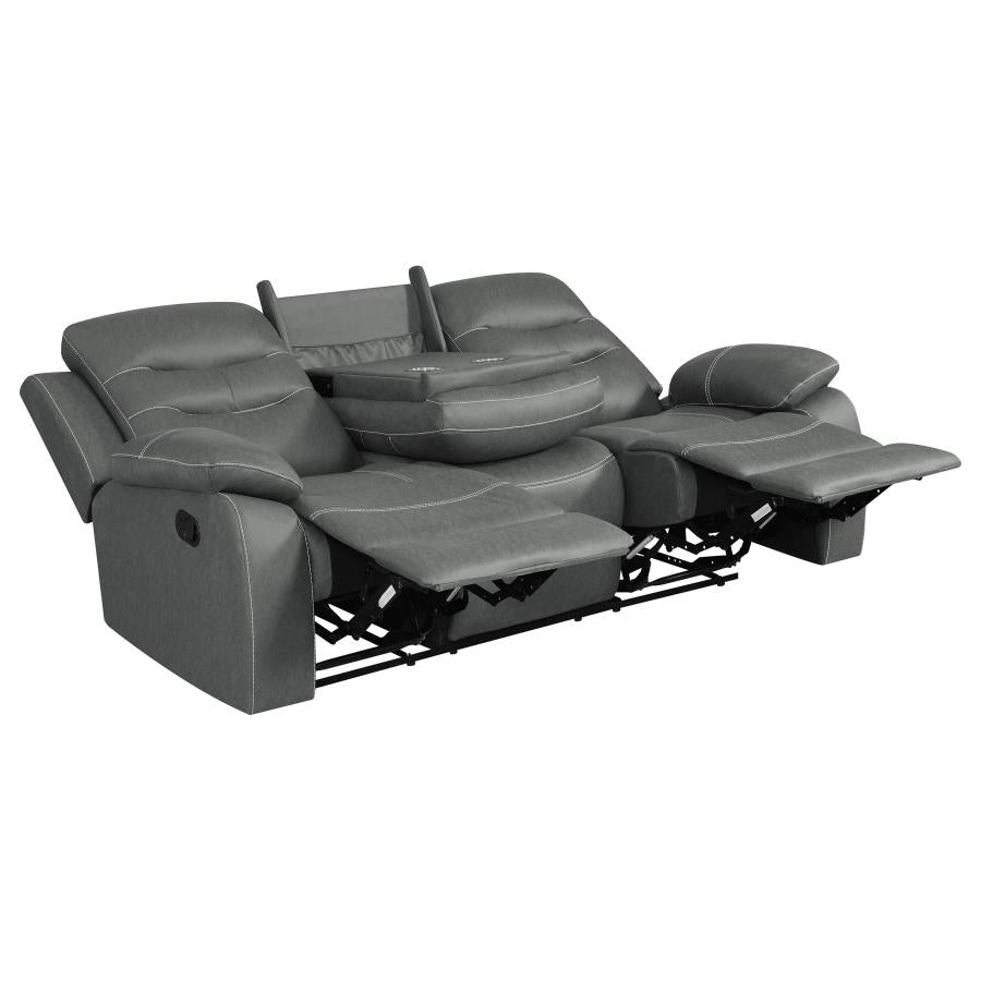 Nova Upholstered Padded Arm Reclining Sofa - Dark Grey