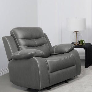 Nova Upholstered Padded Arm Glider Recliner - Dark Grey