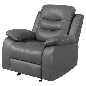 Nova Upholstered Padded Arm Glider Recliner - Dark Grey