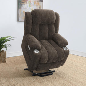 Houston Upholstered Power Lift Recliner Chair Dark - Brown