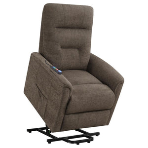 Henrietta Upholstered Power Lift Massage Chair - Brown