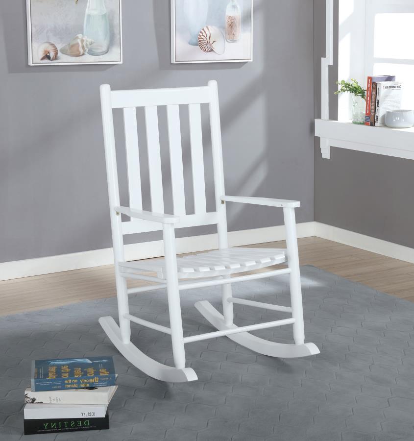 Annie Slat Back Solid Wood Rocking Chair - White