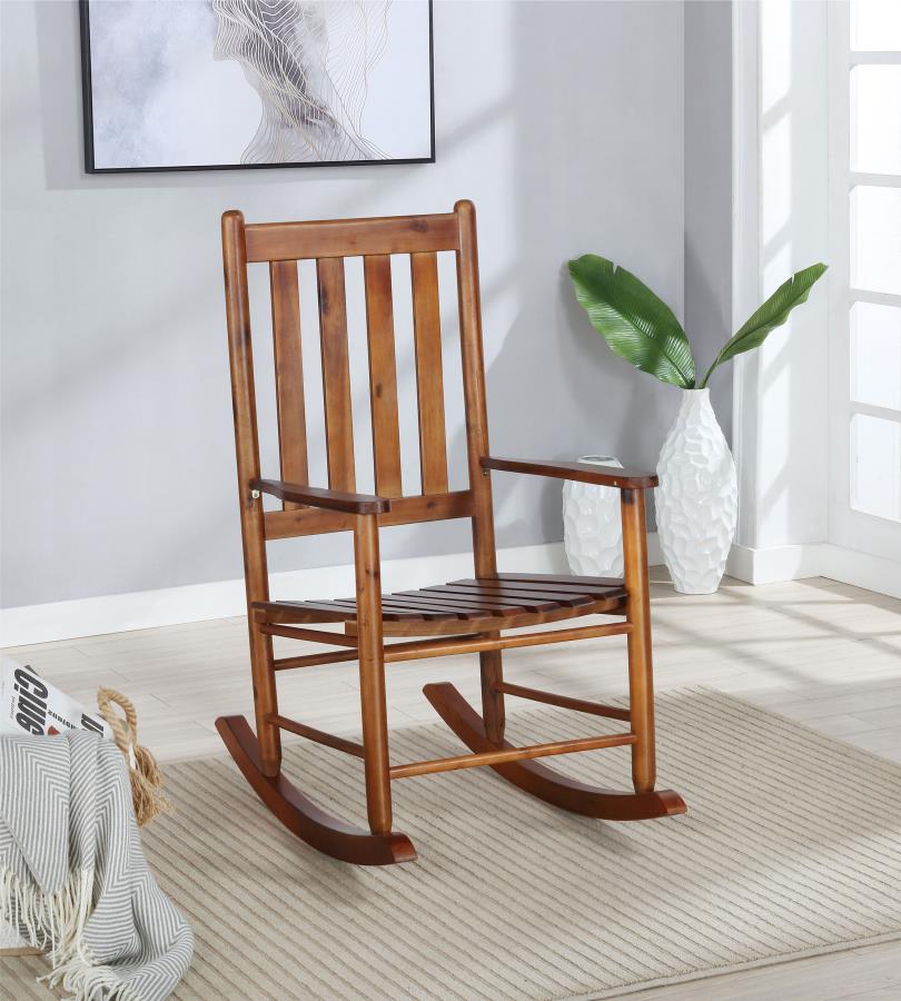 Annie Slat Back Solid Wood Rocking Chair - Golden Brown