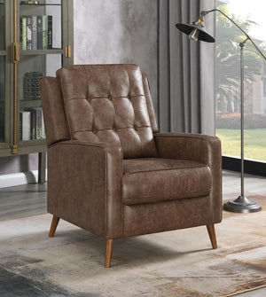 Davidson Upholstered Tufted Push Back Recliner - Brown