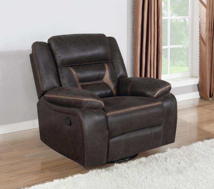 Greer Upholstered Swivel Glider Recliner Chair - Brown