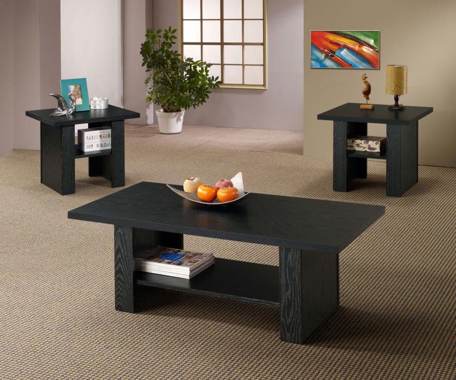 Rodez 3-piece Engineered Wood Coffee Table Set - Black Oak