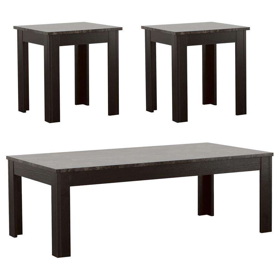 Rhodes 3-piece Faux Marble Top Coffee Table Set - Grey