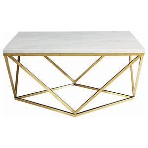 Meryl Square Faux Marble Top Coffee Table - White & Gold