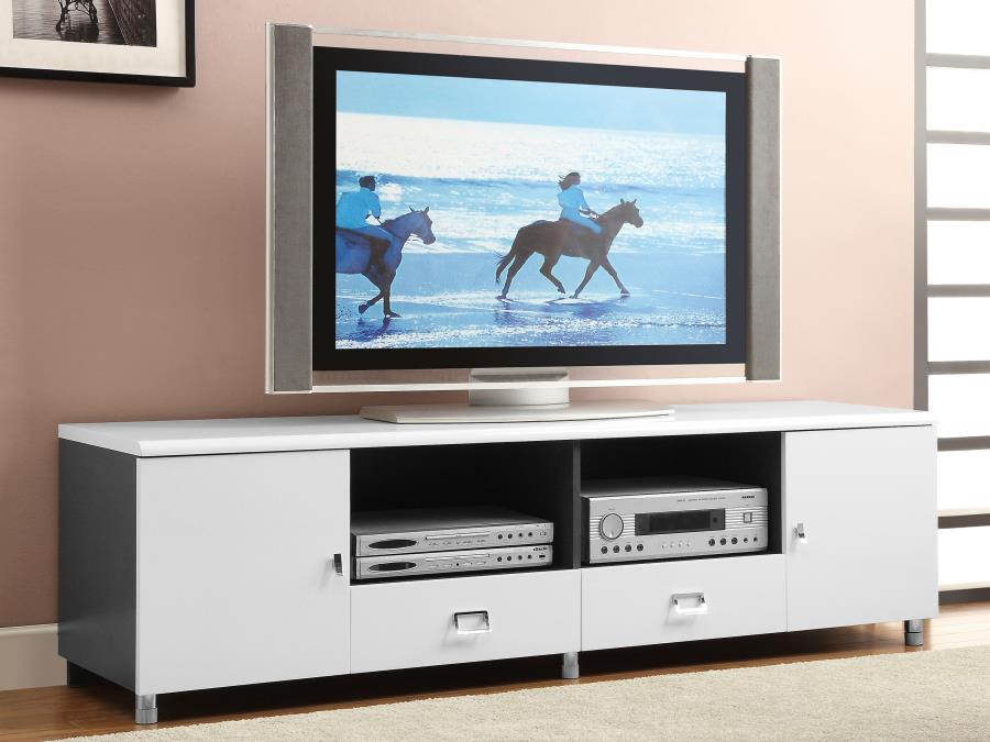 Burkett 2-door Engineered Wood 71" TV Stand - White High Gloss