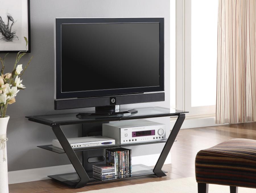 Donlyn 2-tier Metal 50" TV Stand with Glass Shelves - Black