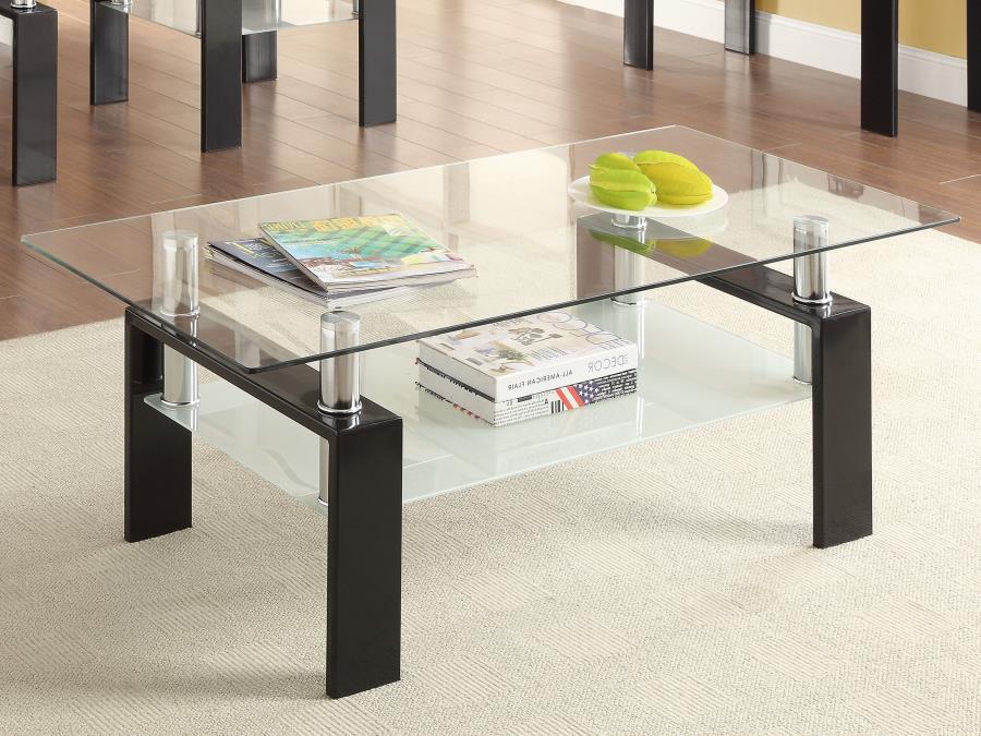 Dyer 1-shelf Rectangular Glass Top Coffee Table - Black