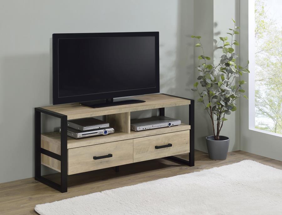 James 2-drawer Engineered Wood 48" TV Stand - Distressed Pine