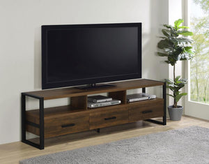 James 3-drawer Engineered Wood 71" TV Stand - Dark Pine