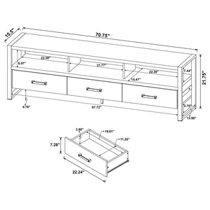 James 3-drawer Engineered Wood 71" TV Stand - Dark Pine