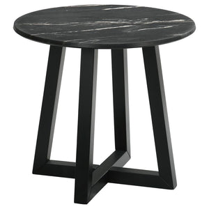 Skylark Round Marble-like SmartTop Side End Table - Black