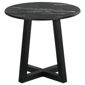 Skylark Round Marble-like SmartTop Side End Table - Black