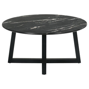 Skylark Round Marble-like SmartTop Coffee Table - Black