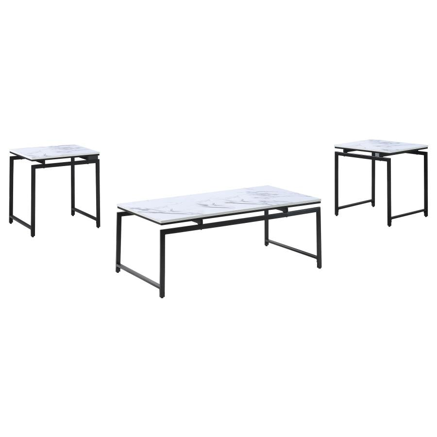 Clark 3-piece Faux Marble Top Coffee Table Set - White