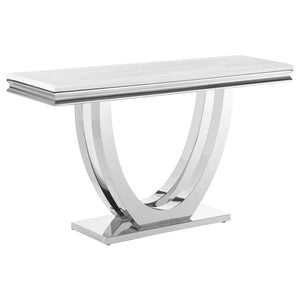 Kerwin U-base Stone Top Entryway Sofa Console Table - Chrome