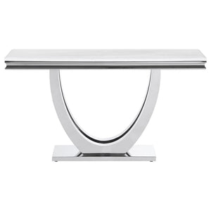 Kerwin U-base Stone Top Entryway Sofa Console Table - Chrome