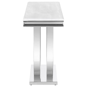 Kerwin U-base Stone Top Entryway Sofa Console Table - Chrome