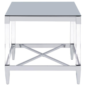 Lindley Square Tempered Mirror Acrylic Side End Table - Chrome